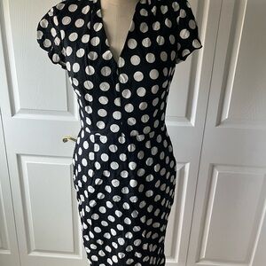 Betsey Johnson Black and White Polka Dot Midi Dress